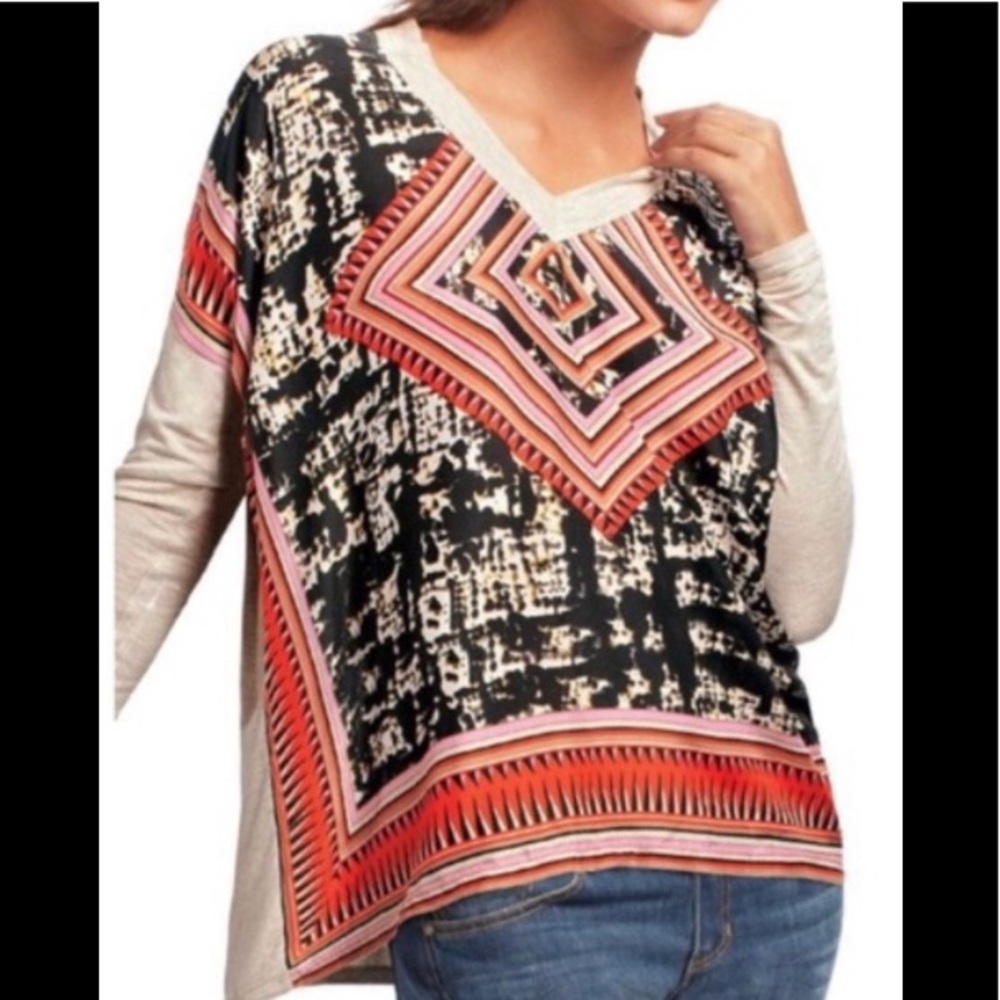 CAbi Top Silk Border Scarf Front T-Shirt